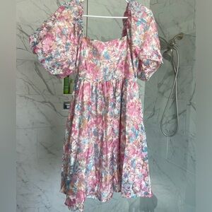 Blue and pink floral Entro dress. Size medium. New with tags